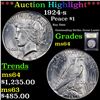 Image 1 : ***Auction Highlight*** 1924-s Peace Dollar $1 Graded Choice Unc By USCG (fc)