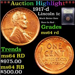 ***Auction Highlight*** 1917-d Lincoln Cent 1c Graded Choice Unc RD By USCG (fc)