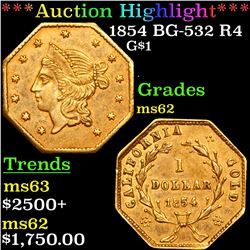 ***Auction Highlight*** 1854 BG-532 R4 California Gold  $1 Grades Select Unc (fc)