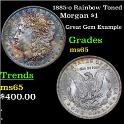 1885-o Rainbow Toned Morgan Dollar $1 Grades GEM Unc