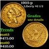 Image 1 : 1905-p Gold Liberty Quarter Eagle $2 1/2 Grades Unc Details
