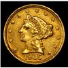 Image 2 : 1905-p Gold Liberty Quarter Eagle $2 1/2 Grades Unc Details