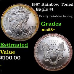 1997 Rainbow Toned Silver Eagle Dollar $1 Grades Gem++ Unc
