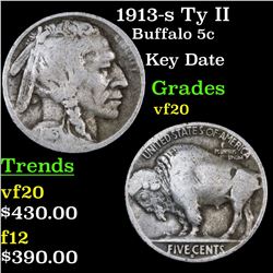 1913-s Ty II Buffalo Nickel 5c Grades vf, very fine