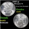 Image 1 : 1887-p Morgan Dollar $1 Grades GEM Unc