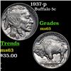 Image 1 : 1937-p Buffalo Nickel 5c Grades Select Unc