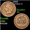 Image 1 : 1860 Indian Cent 1c Grades f+