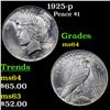 Image 1 : 1925-p Peace Dollar $1 Grades Choice Unc