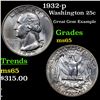 Image 1 : 1932-p Washington Quarter 25c Grades GEM Unc