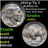 Image 1 : 1913-p Ty I Buffalo Nickel 5c Grades Choice+ Unc