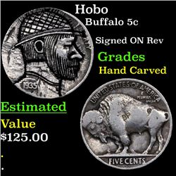 Hobo Buffalo Nickel 5c Grades Hand Carved