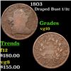 Image 1 : 1803 Draped Bust Half Cent 1/2c Grades vg+