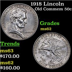 1918 Lincoln Old Commem Half Dollar 50c Grades Select Unc