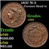 Image 1 : 1837 N-3 Coronet Head Large Cent 1c Grades vf++