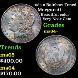 1884-o Rainbow Toned Morgan Dollar $1 Grades Choice+ Unc
