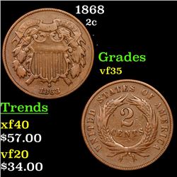 1868 Two Cent Piece 2c Grades vf++