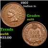 Image 1 : 1907 Indian Cent 1c Grades Choice AU