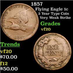1857 Flying Eagle Cent 1c Grades vf, very fine