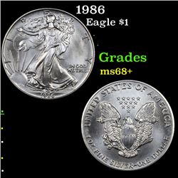 1986 Silver Eagle Dollar $1 Grades Gem++ Unc