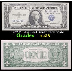 1957 $1 Blue Seal Silver Certificate Grades Choice AU/BU