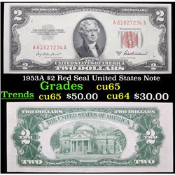 1953A $2 Red Seal United States Note Grades Gem CU