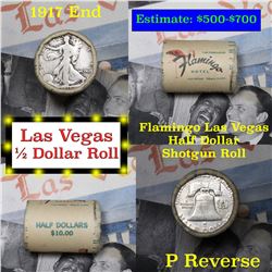 Old Casino 50c Roll $10 In Halves Flamingo Hotel Las Vegas 1917 Walker & 'd' mint Franklin Ends
