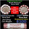 Image 1 : Mixed small cents 1c orig shotgun roll, 1918-d Wheat Cent, 1887 Indian Cent other end, N.F. String &