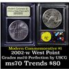 Image 1 : 2002-W West Point Modern Commem Dollar $1 GradedGraded ms70 Perfection by USCG