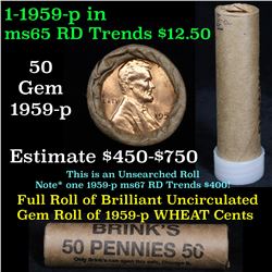Uncirculated 1c orig shotgun roll, 1959-p  In Old Brinks wrapper