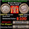 Image 1 : Mixed small cents 1c orig shotgun roll, 1917-d Wheat Cent, 1898 Indian Cent other end, McDonalds Wra