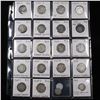 Image 1 : Page of 20 Mixed coins Seated Liberty  10c, Seated Liberty 1/2 10c, Barber 25c, 3cn, Standing Libert