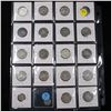 Image 2 : Page of 20 Mixed coins Seated Liberty  10c, Seated Liberty 1/2 10c, Barber 25c, 3cn, Standing Libert