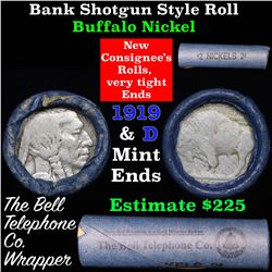 Buffalo Nickel Shotgun Roll in Old Bank Style 'Bell Telephone'  Wrapper 1919 & d Mint Ends