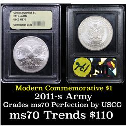 2011-s U.S. Army Modern Commem Dollar $1 Graded ms70, Perfection by USCG