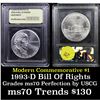 Image 1 : 1993-d Bill of Rights Modern Commem Dollar $1 Graded ms70, Perfection by USCG