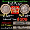 Image 1 : Mixed small cents 1c orig shotgun roll, 1917-d Wheat Cent, 1899 Indian Cent other end, McDonalds Wra