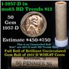 Image 1 : Uncirculated 1c orig shotgun roll, 1957-d  In Old Brinks wrapper