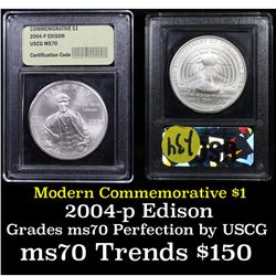 2004-p Edison Modern Commem Dollar $1 Graded Graded ms70 Perfection by USCG