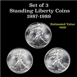 3 Silver Eagle $1 coins 1987-1989