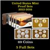 Image 1 : Group of 5 United States Mint Proof Set 2012-2016 65 coins