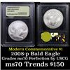 Image 1 :  2008-P Bald Eagle Modern Commem Dollar $1 Graded ms70 Perfection by by USCG