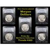 Image 1 : 5 Unc Morgan $1 Graded By PCGS Mixed Dates From The McClaren Collection