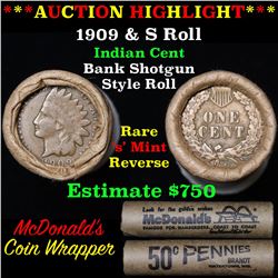 Indian 1c Shotgun Roll, 1909 end, KEY date 's' mint on the other, Wow!