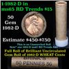 Image 1 : Uncirculated 1c orig shotgun roll, 1982-d Zinc, small date In Old Brinks wrapper