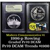 Image 1 : Proof 1996-P Olympics Rowing Modern Commem Dollar $1 Graded GEM++ Proof Deep Cameo by USCG