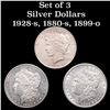Image 1 : Group of 3 Dollar coins (Morgan, Peace)