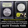 Image 1 : 2000-p Library of Congress Modern Commem Dollar $1 Graded ms70 Perfection by USCG