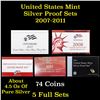 Image 1 : Group of 5 United States Mint Silver Proof Set 2007-2011 74