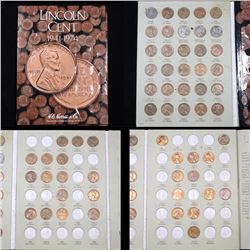 Near Complete Lincoln Cent Book 1941-1974 59 Coins