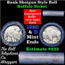 Buffalo Nickel Shotgun Roll in Old Bank Style 'Bell Telephone'  Wrapper 1920 & d Mint Ends